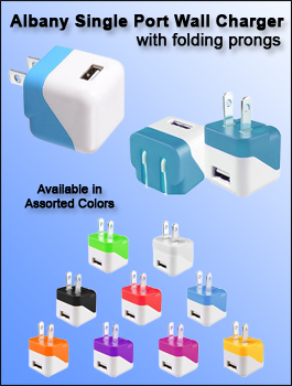 Albany Single Port Wall Charger with Folding Prongs